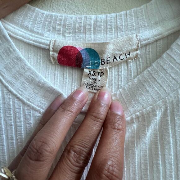 FREE PEOPLE White Crewneck Short Sleeve Bodycon Midi Dress Women's XS Beachy - Picture 4 of 6